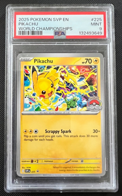 Pokemon Pikachu 2025 World Championships Promo SVP225 PSA 9 - Image 1
