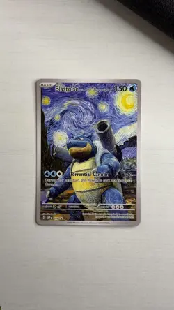 CUSTOM Blastoise Starry Night Van Gogh Pokemon Card Full/ Alt Art Nm - Image 3