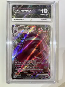 Pokemon TCG Fusion Strike Gengar VMAX Full Art Holo Ace 10 Gem Mint 157/264 - Image 1
