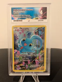Manaphy XY113 2016 Black Star Promo Full Art Holo Pokemon TCG Graded Slab VG - Image 1