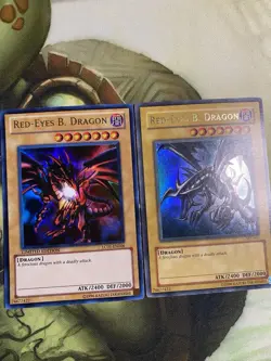 Red Eyes Black Dragon Lc01-en006 & Sdj-001 Excellent Condition Yugioh Cards - Image 1