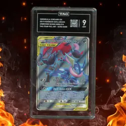 Pokemon Unbroken Bonds GRENINJA & ZOROARK GX 200/214 Ultra Rare TAG 9 - Image 1