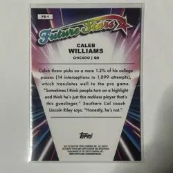 2024 Topps Chrome Caleb Williams Future Stars Refractor RC #FS-1 - Image 2
