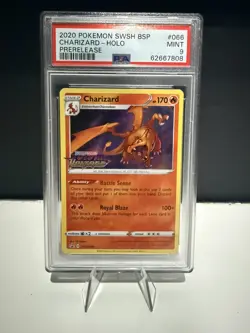 Pokemon TCG Cards Prerelease Charizard SWSH066 Holo Promo PSA 9 - Image 1