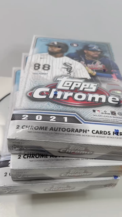 2021 topps chrome baseball hobby box 3 set factory sealed in 2 auto cards - Image 2