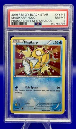 2016 POKEMON XY BLACK STAR PROMO SHINY MEGA GYARADOS #XY143 MAGIKARP-HOLO PSA 8 - Image 1