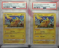 2020 Pokemon SWSH BSP General Mills 25th Anniversary #039 Pikachu Holo PSA 9-X2 - Image 1