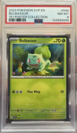 PSA 8 Bulbasaur 2023 Pokemon 151 Poster Collection #46 - Image 1