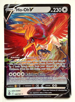 Pokemon Card Ho-Oh V 140/195 Silver Tempest Half Art Holo Rare Near Mint - Image 1