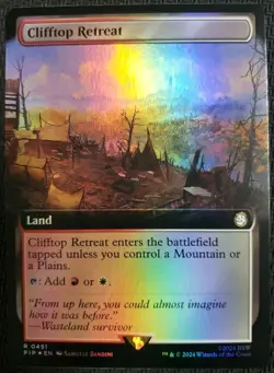 MTG *Clifftop Retreat Extended Art Foil X1* (NM) Fallout Magic The Gathering - Image 1