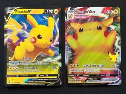Pokemon TCG Black Star Promos Pikachu V SwSh061 & VMAX SwSh062 NM/M - Image 1