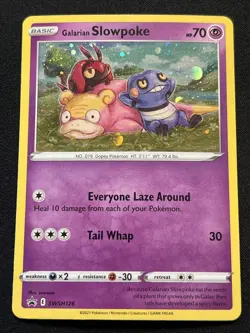 Pokemon TCG Galarian Slowpoke Cosmos Holo Swirl Sword & Shield Promo SWSH126 LP - Image 1