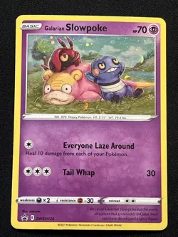 Pokemon TCG Galarian Slowpoke Cosmos Holo Swirl Sword & Shield Promo SWSH126 LP - Image 5