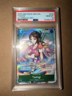 Bandai One Piece CCG Tashigi EB03-018 Alternate Art Holo EN PSA 10 Pop 6 - Image 1