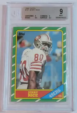 1986 Topps Jerry Rice RC BGS 9 MINT San Francisco 49ers Hall Of Fame THE GOAT - Image 1