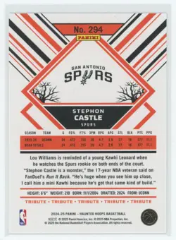 2024-25 Hoops Haunted Hoops #294 Stephon Castle Holo Bats #/399 - Image 2