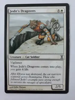 MTG Magic The Gathering Card Jedit's Dragoons Creature Cat Soldier White Time Sp - Image 1