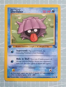 Shellder 54/62 Common: 1st First Edition Fossil Pokemon Trading Card Game TCG - Image 1