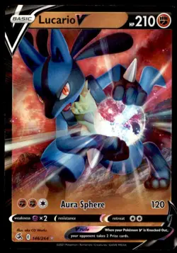 Lucario V 146/264 Holo V Rare Fusion Strike Pokemon Holo Lightly Played - Image 1