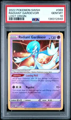 2022 POKEMON SWORD & SHIELD LOST ORIGIN #069 RADIANT GARDEVOIR PSA 10 - Image 1