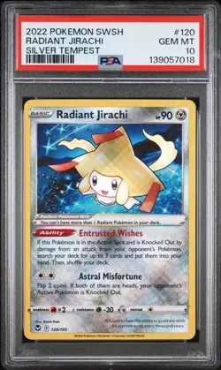 PSA 10 RADIANT JIRACHI POKEMON SWORD & SHIELD SILVER TEMPEST 120/195 - Image 1