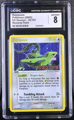 CGC 8 RAYQUAZA REVERSE HOLO STAMP 22/107 EX DEOXYS POKEMON 2005 - Image 1