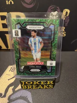 Lionel Messi Monopoly Prizm 2026 world Cup Argentina Green Icons SP Card No. 1 - Image 1
