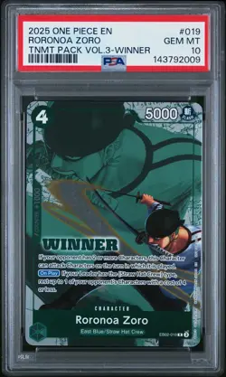 2025 ONE PIECE TOURNAMENT PACK VOL.3 WINNER #019 RORONOA ZORO PSA 10 - Image 1