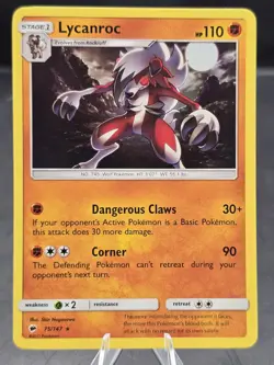 Lycanroc 75/147 SM - Burning Shadows Holo Rare Pokemon Card - Image 1