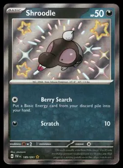 Pokemon Cards Shroodle 189/091 Paldean Fates Shiny Rare NM *2 - Image 1