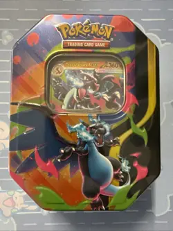 Pokemon Mega Charizard ex Factory Sealed Tin Box - Charizard X - 4 Booster Packs - Image 1
