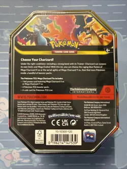 Pokemon Mega Charizard ex Factory Sealed Tin Box - Charizard X - 4 Booster Packs - Image 2