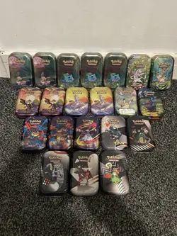 Bundle of 21 Empty Pokemon TCG Mini Tins – Eevee, Bulbasaur, Mewtwo, Pikachu etc - Image 3