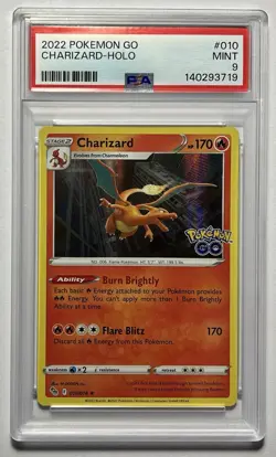 Charizard 010/078 •PSA 9 MINT• Holo Rare Sword & Shield: Pokemon GO 2022 TCG - Image 1