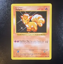 Pokemon Vulpix 68/102 Base Set Common Basic shadowless WOTC Eng 1999 MP - Image 1