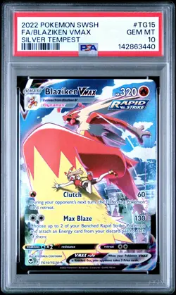 2022 POKEMON SWORD & SHIELD SILVER TEMPEST #TG15 FULL ART/BLAZIKEN VMAX PSA 10 - Image 1