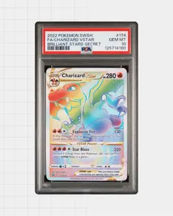 PSA 10 Charizard Vstar 174 Pokemon Sword Shield Brilliant Stars Rainbow Secret - Image 1