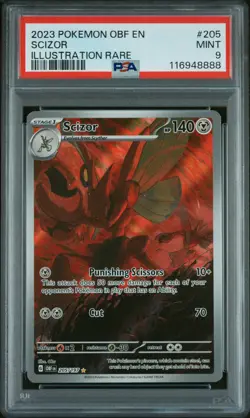 Scizor Illustration Rare Pokemon Obf En-Obsidian Flames 205 NM PSA 9 - Image 1