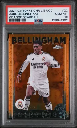 2024-25 Topps Chrome UCC Jude Bellingham Gem Mint PSA 10 Orange Starball /25 - Image 1