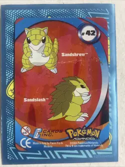 Pokemon Advanced Action Card Sandslash Sandshrew Evolution Panini Lenticular #42 - Image 2