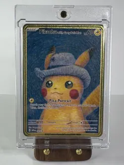 Pikachu with Grey Felt Hat Van Gogh Black Star Promo Custom Fan Art. METAL CARD - Image 1