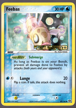 Feebas 49/106 EX Emerald Reverse Holo Stamped 2005 Pokemon TCG Card MP - Image 1
