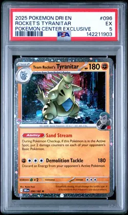 2025 POKEMON DRI EN-DESTINED RIVALS #096 TEAM ROCKET'S TYRANITAR PSA 5 - Image 1