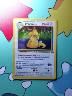 Dragonite Holo Rare Card 4/62 Fossil 1999 WOTC MP - Image 1