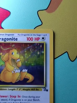 Dragonite Holo Rare Card 4/62 Fossil 1999 WOTC MP - Image 2