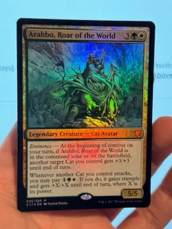 1X FOIL Arahbo, Roar of the World NM MTG Magic C17 REGULAR SIZE Cat Commander - Image 1