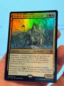 1X FOIL Arahbo, Roar of the World NM MTG Magic C17 REGULAR SIZE Cat Commander - Image 2