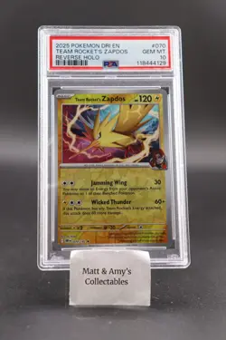 Team Rocket's Zapdos 070/182 Destined Rivals Reverse Holo PSA 10 Pokemon Pop 10 - Image 1