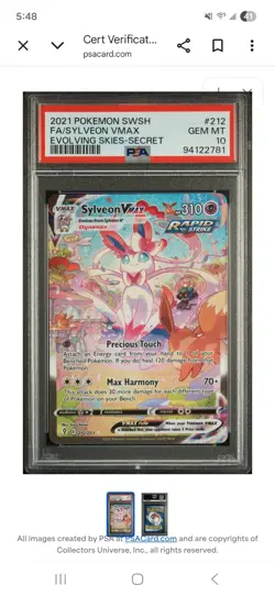 2021 POKEMON SWORD & SHIELD EVOLVING SKIES SECRET FULL ART/SYLVEON VMAX PSA 10 - Image 1