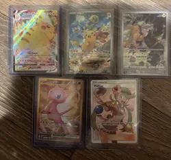 Pokemon TCG 5 card lot Sleeping Pikachu jpn, gold mew, Mallow trainer and more - Image 1